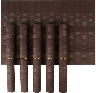 

HOKIPO Rectangular Pack of 6 Table Placemat(Brown, PVC)