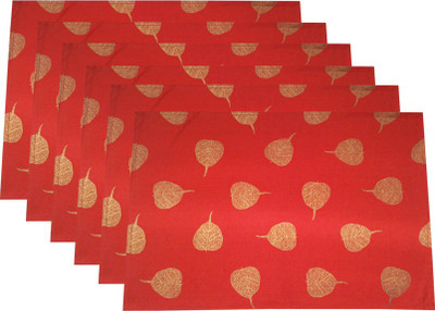 

USHA ART Rectangular Pack of 6 Table Placemat(Red, Cotton)