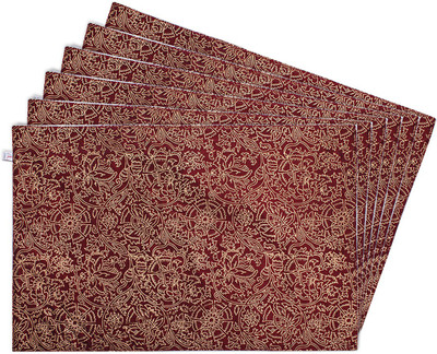 Zubix Rectangular Pack of 6 Table Placemat(Maroon, Cotton)
