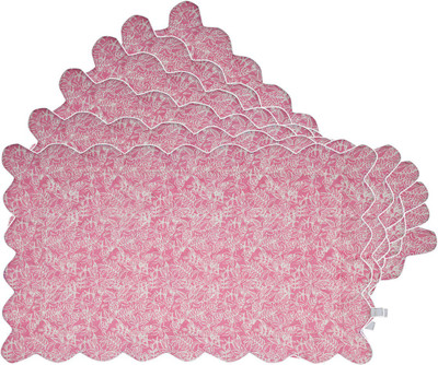 Zubix Rectangular Pack of 6 Table Placemat(Pink, Cotton)