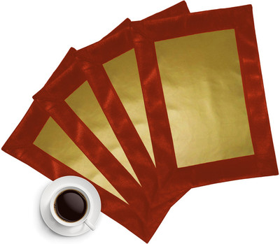 26% OFF on ZIKRAK EXIM Rectangular Pack of 4 Table Placemat(Gold, Peach, Leather)