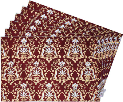 Zubix Rectangular Pack of 6 Table Placemat(Maroon, Cotton)