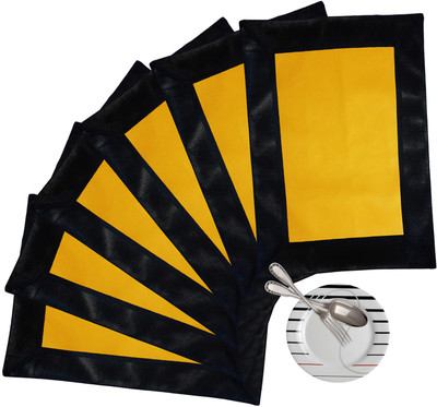 46% OFF on ZIKRAK EXIM Rectangular Pack of 6 Table Placemat(Yellow, Black, Leather)