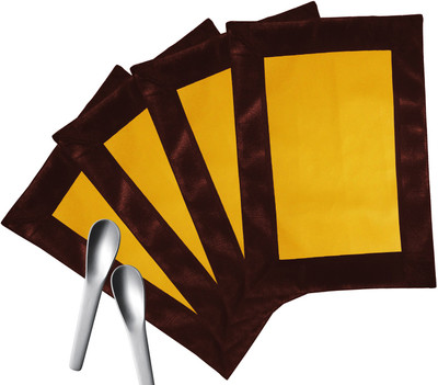 11% OFF on ZIKRAK EXIM Rectangular Pack of 4 Table Placemat(Yellow, Brown, Leather)