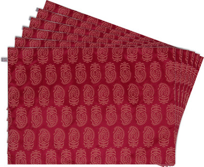 

Zubix Rectangular Pack of 6 Table Placemat(Pink, Cotton)