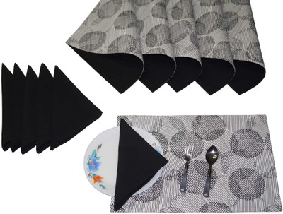 

Lushomes Rectangular Pack of 12 Table Placemat(Black, Cotton)