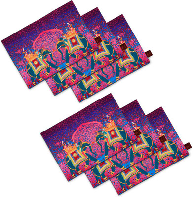 SEJ BY NISHA GUPTA Rectangular Pack of 6 Table Placemat(Purple, Cotton)