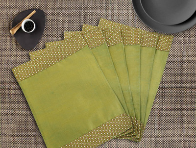 Dekor World Rectangular Pack of 6 Table Placemat(Green, Polyester)
