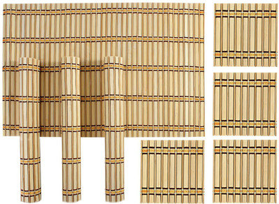 

HOKIPO Rectangular Pack of 4 Table Placemat(Brown, Natural Bamboo)