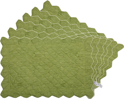 Zubix Rectangular Pack of 6 Table Placemat(Green, Cotton)