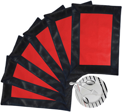 46% OFF on ZIKRAK EXIM Rectangular Pack of 6 Table Placemat(Red, Black, Leather)