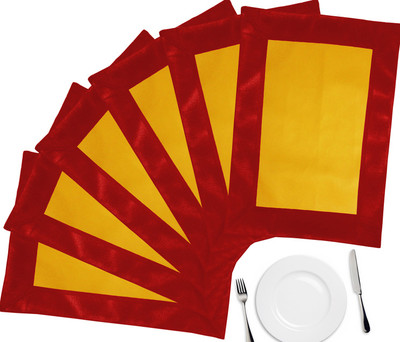 43% OFF on ZIKRAK EXIM Rectangular Pack of 6 Table Placemat(Yellow, Peach, Leather)