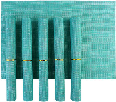 

HOKIPO Rectangular Pack of 6 Table Placemat(Blue, PVC)