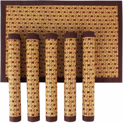 HOKIPO Rectangular Pack of 6 Table Placemat(Brown, Natural Bamboo)