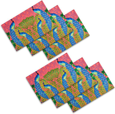 

SEJ by Nisha Gupta Rectangular Pack of 6 Table Placemat(Pink, Cotton)
