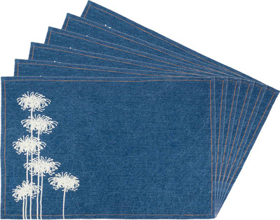 

Zubix Rectangular Pack of 6 Table Placemat(Blue, Cotton)