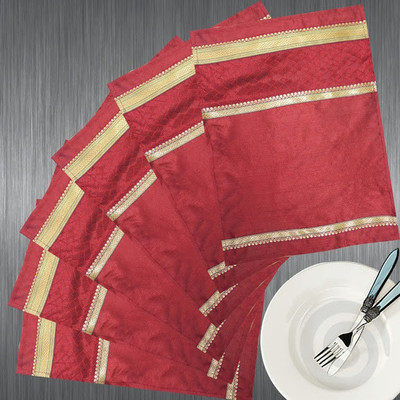 Dekor World Rectangular Pack of 6 Table Placemat(Maroon, Polyester)