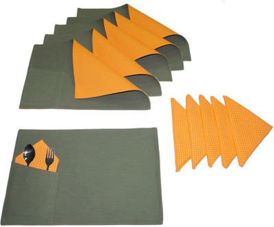 

Lushomes Rectangular Pack of 12 Table Placemat(Grey, Cotton)