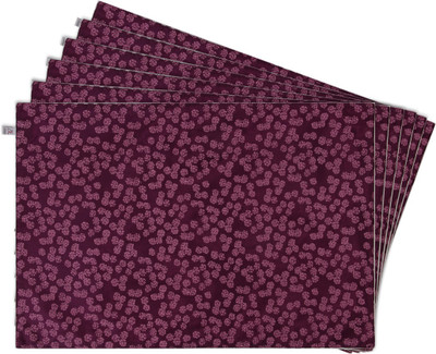 Zubix Rectangular Pack of 6 Table Placemat(Purple, Cotton)