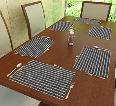 

Home Candy Rectangular Pack of 6 Table Placemat(Black, White, Polyester)