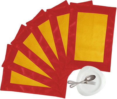 43% OFF on ZIKRAK EXIM Rectangular Pack of 6 Table Placemat(Yellow, Red, Leather)