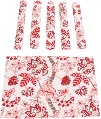 

Rajrang Rectangular Pack of 6 Table Placemat(White, Pink, Cotton), Pink;white