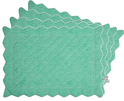 Zubix Rectangular Pack of 4 Table Placemat(Green, Cotton)