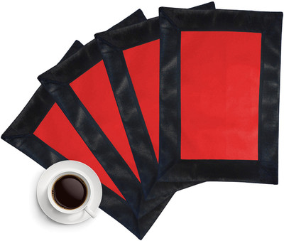 11% OFF on ZIKRAK EXIM Rectangular Pack of 4 Table Placemat(Red, Black, Leather)