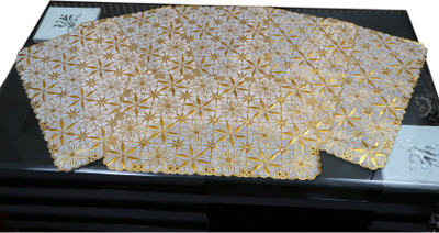 KUBER INDUSTRIES Rectangular Pack of 6 Table Placemat(Gold, Plastic)