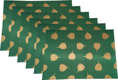 

USHA ART Rectangular Pack of 6 Table Placemat(Dark Green, Gold, Cotton)