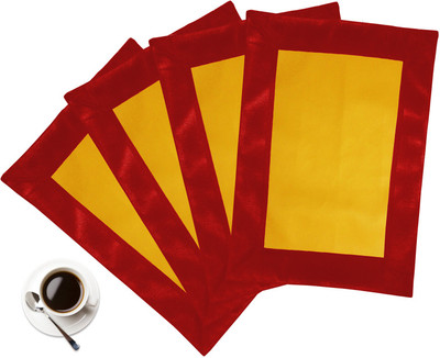 11% OFF on ZIKRAK EXIM Rectangular Pack of 4 Table Placemat(Yellow, Peach, Leather)