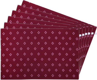 Zubix Rectangular Pack of 6 Table Placemat(Maroon, Cotton)