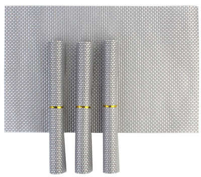 

NINGXIN Rectangular Pack of 4 Table Placemat(Silver, PVC)