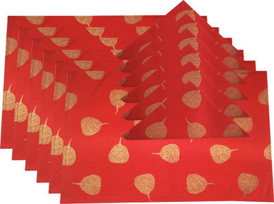 

USHA ART Rectangular Pack of 12 Table Placemat(Red, Cotton)