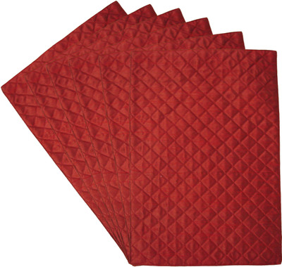 HOME SHINE Rectangular Pack of 6 Table Placemat(Maroon, Polyester)
