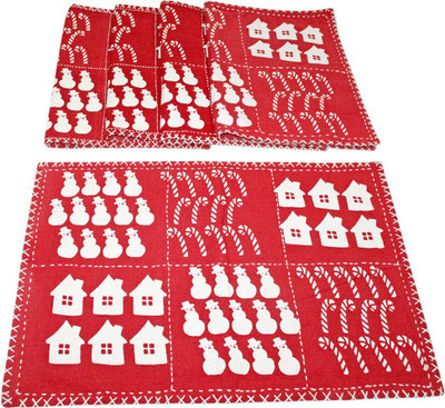 

Sriam Rectangular Pack of 6 Table Placemat(Red, Cotton)