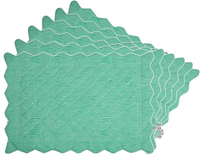 Zubix Rectangular Pack of 6 Table Placemat(Green, Cotton)
