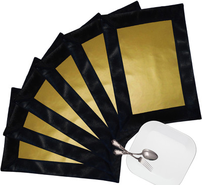 51% OFF on ZIKRAK EXIM Rectangular Pack of 6 Table Placemat(Gold, Black, Leather)