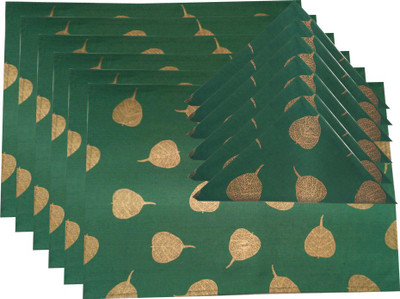 

USHA ART Rectangular Pack of 12 Table Placemat(Dark Green, Cotton)