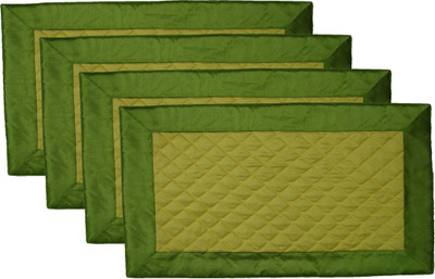 

HOME SHINE Rectangular Pack of 4 Table Placemat(Green, Polyester)