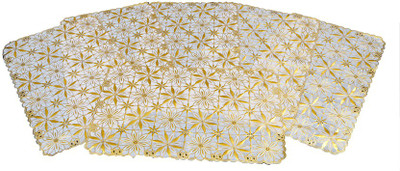 KUBER INDUSTRIES Rectangular Pack of 6 Table Placemat(Gold, Plastic)