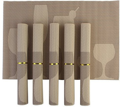 

HOKIPO Rectangular Pack of 6 Table Placemat(Brown, PVC)