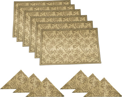 

USHA ART Rectangular Pack of 12 Table Placemat(Beige, Cotton)