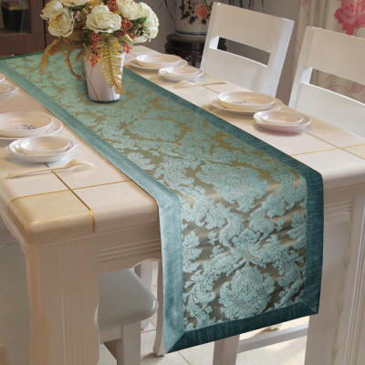 Lushomes Blue 180 cm Table Runner(Polyester)