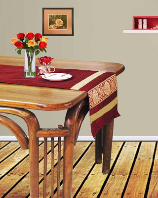 Dekor World Maroon 180 cm Table Runner(Polyester)