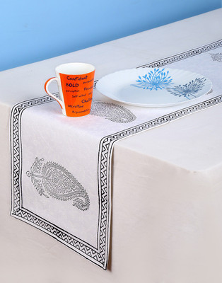 

Rajrang Black, White 178 cm Table Runner(Cotton)