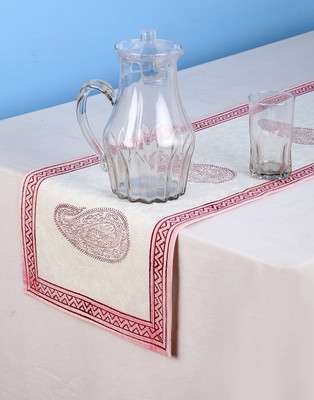 

Rajrang Pink, White 152 cm Table Runner(Cotton)