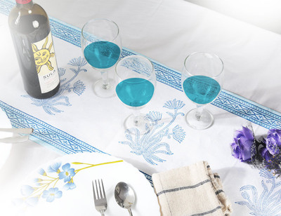 

Rajrang Blue 152 cm Table Runner(Cotton)