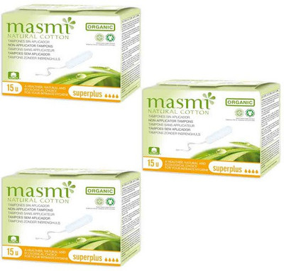 

Masmi Organic Cotton Non Applicator Superplus Tampons(Pack of 3)