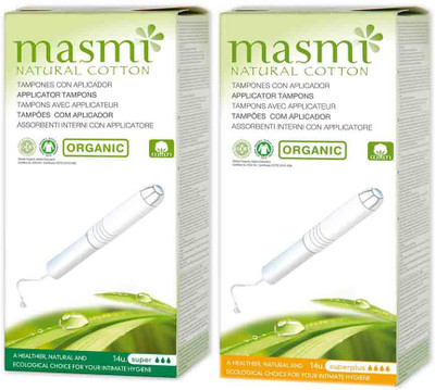 

Masmi Organic Cotton Applicator Super & Super Plus Tampons(Pack of 2)